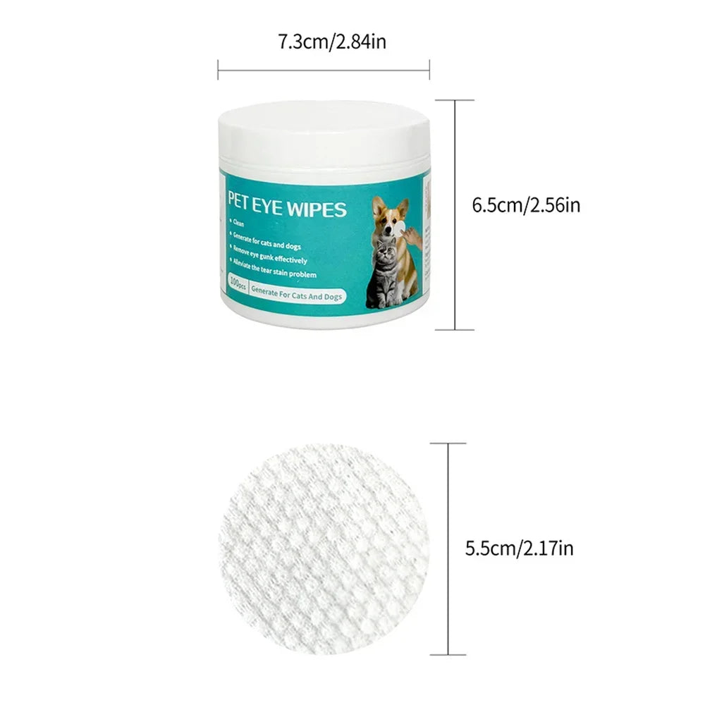 100pcs Pet Eye Wipes for Cats Dogs Tearmark Wet Wipes Cat and Dog Universal No Irritation Eye Care Cleaning Wipes Pet Supplies