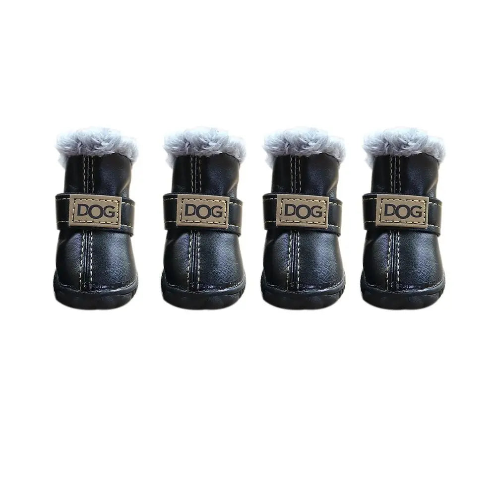 Soft Pet Snow Boots Puppy Rain Snow Boots Warm Non Slip Winter Pet Dog Shoes Waterproof Plush/PU for 4Pcs/Set Winter