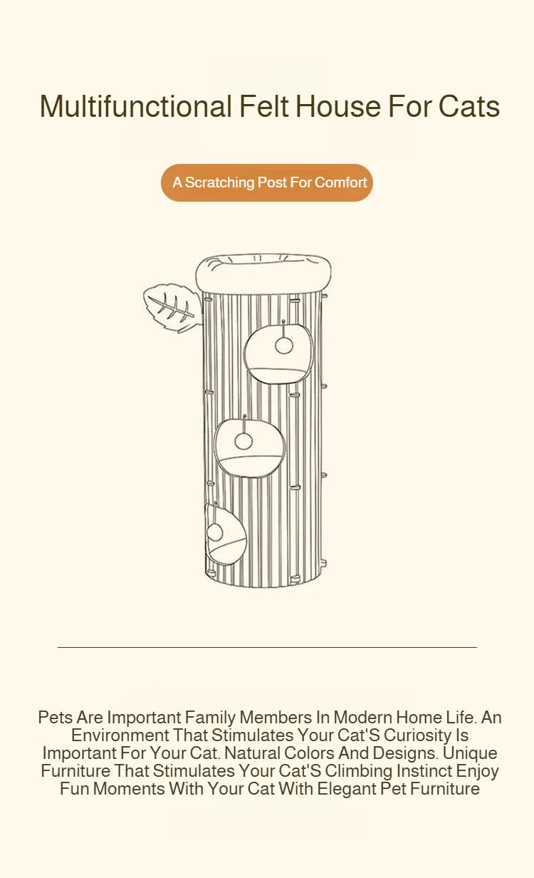 Winter Double Enclosed Cat House Integrated Tree Hole Thickened Felt Cat Litter MultiLayer Scratching Board for Indoor Pet Frame