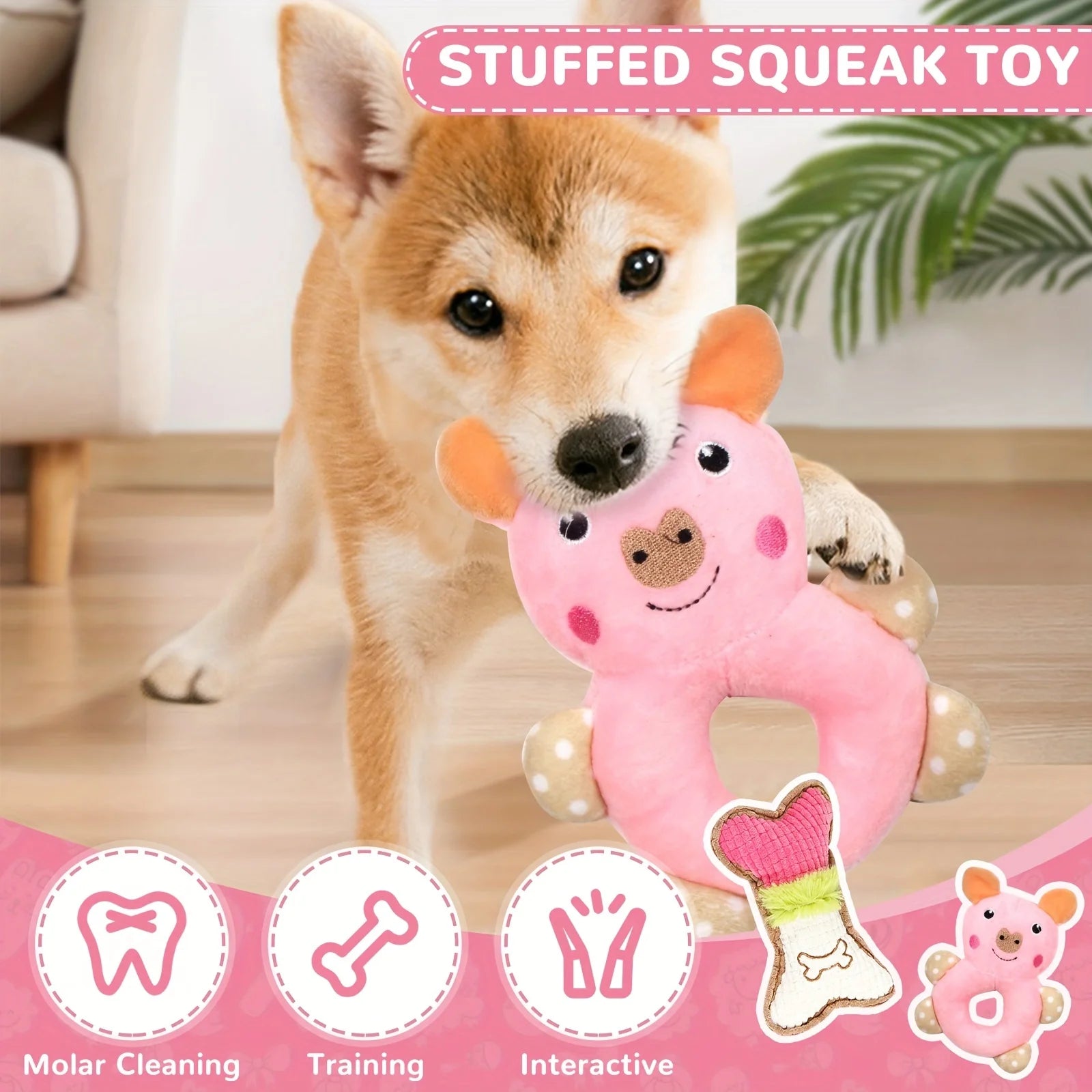 6-piece cute puppy chew toy set - interactive pet toy for cleaning teeth with soft rubber toys for puppies