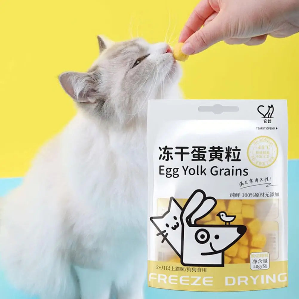 40g Freeze Dried Egg Yolk Granules Beautify Smoothing Freeze-dried Hair Cat To Pet Pets Healthy Food Snacks Cat Safe C7N3