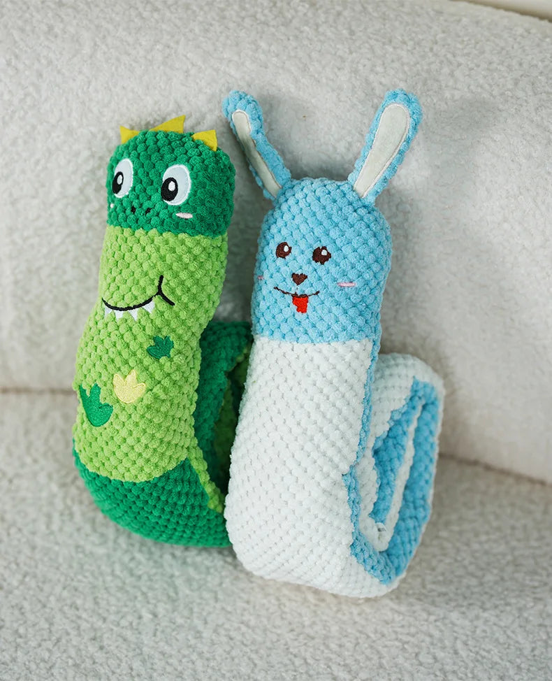 Pet Puzzle Can Sound Collapsible Snail-type Plush Toys, Hidden Food Grinding Teeth Resistant Dog Interactive Training Toys