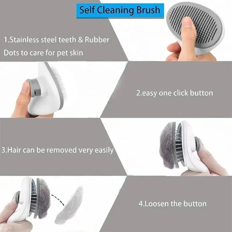 Dog Grooming Brush with Easy Clean Button, Pet Massage Comb for Effective Detangling and Hair Removal, Suitable for Dogs