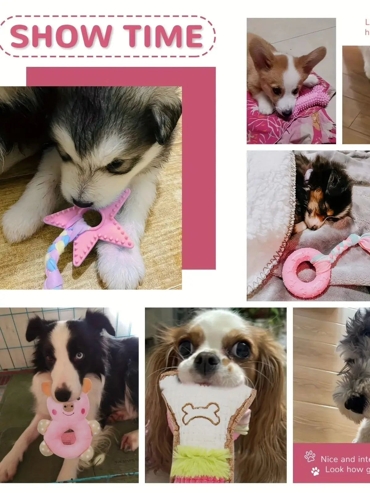 6-piece cute puppy chew toy set - interactive pet toy for cleaning teeth with soft rubber toys for puppies