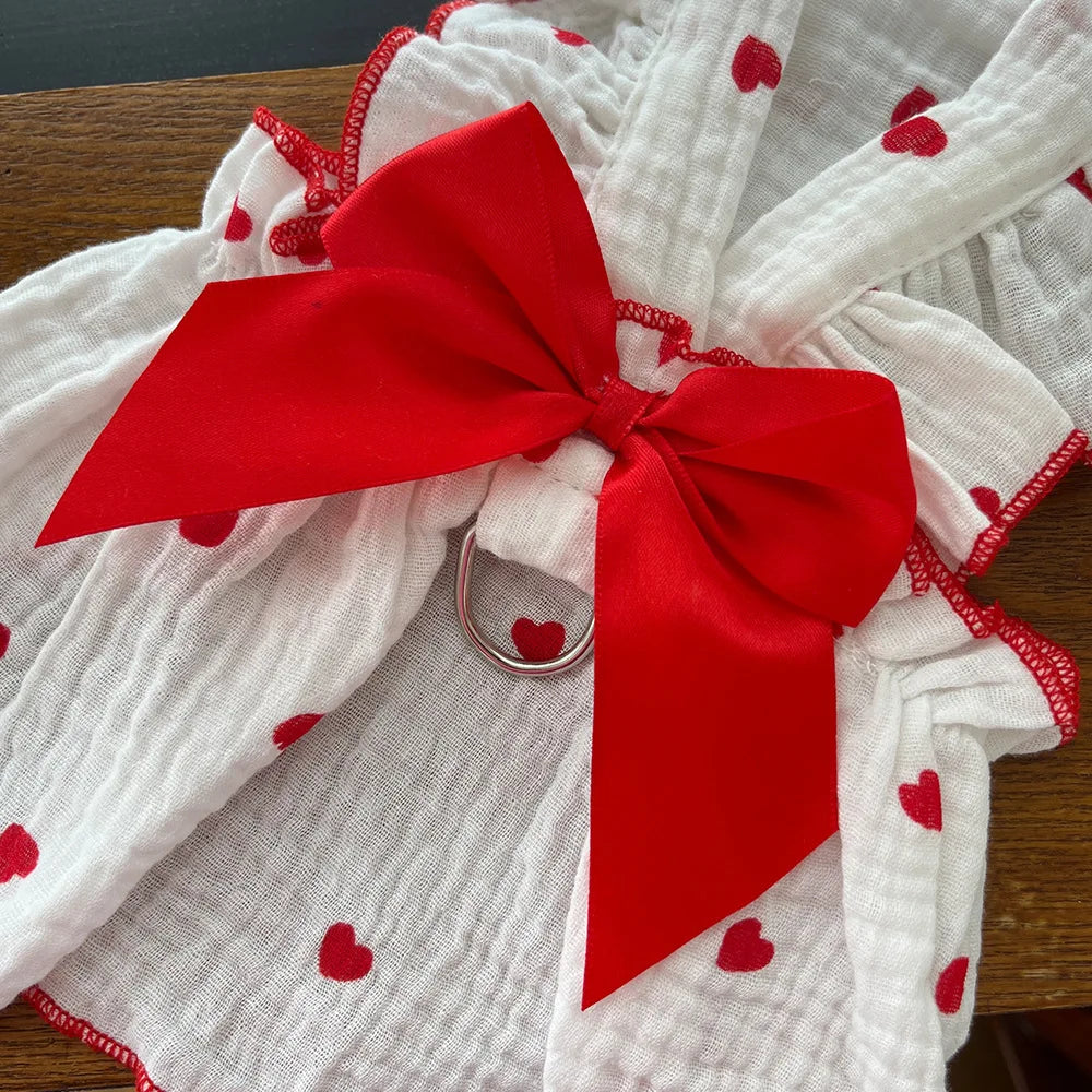 Pet dresses clothes for spring and summer dogs cats teddy bears Pomeranians plush toys  hearts all cotton fabric