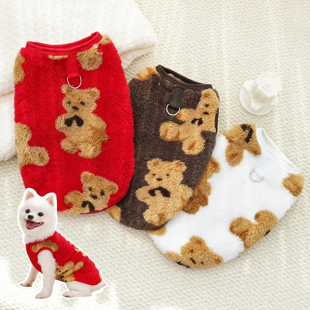 2.5-35kg 1Pc Soft Flannel French Bulldog Clothes Pajamas Warm Vests Winter Cat Coat Pet Warm Clothes For Small Medium Large Dogs