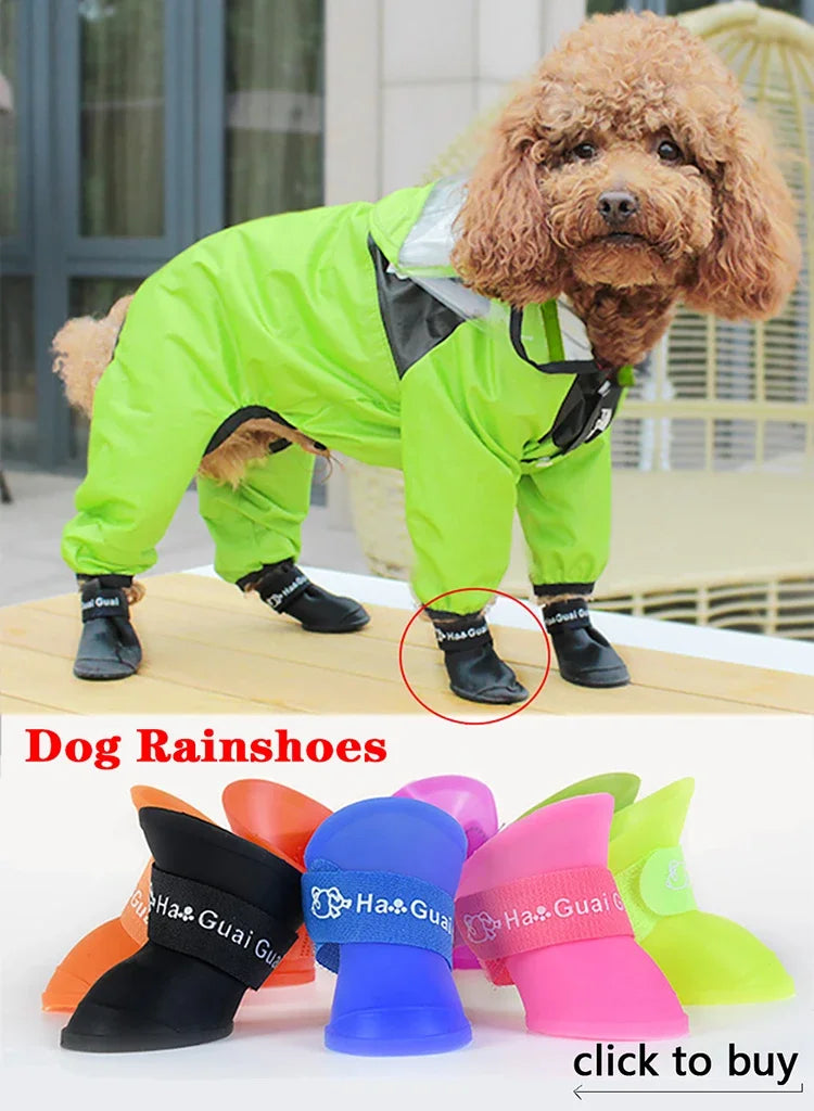 Pet Dog Raincoat Transparent Hooded Jumpsuit Dogs Waterproof Coat Water Resistant Clothes for Dogs Cats Jacket Pet Supplies