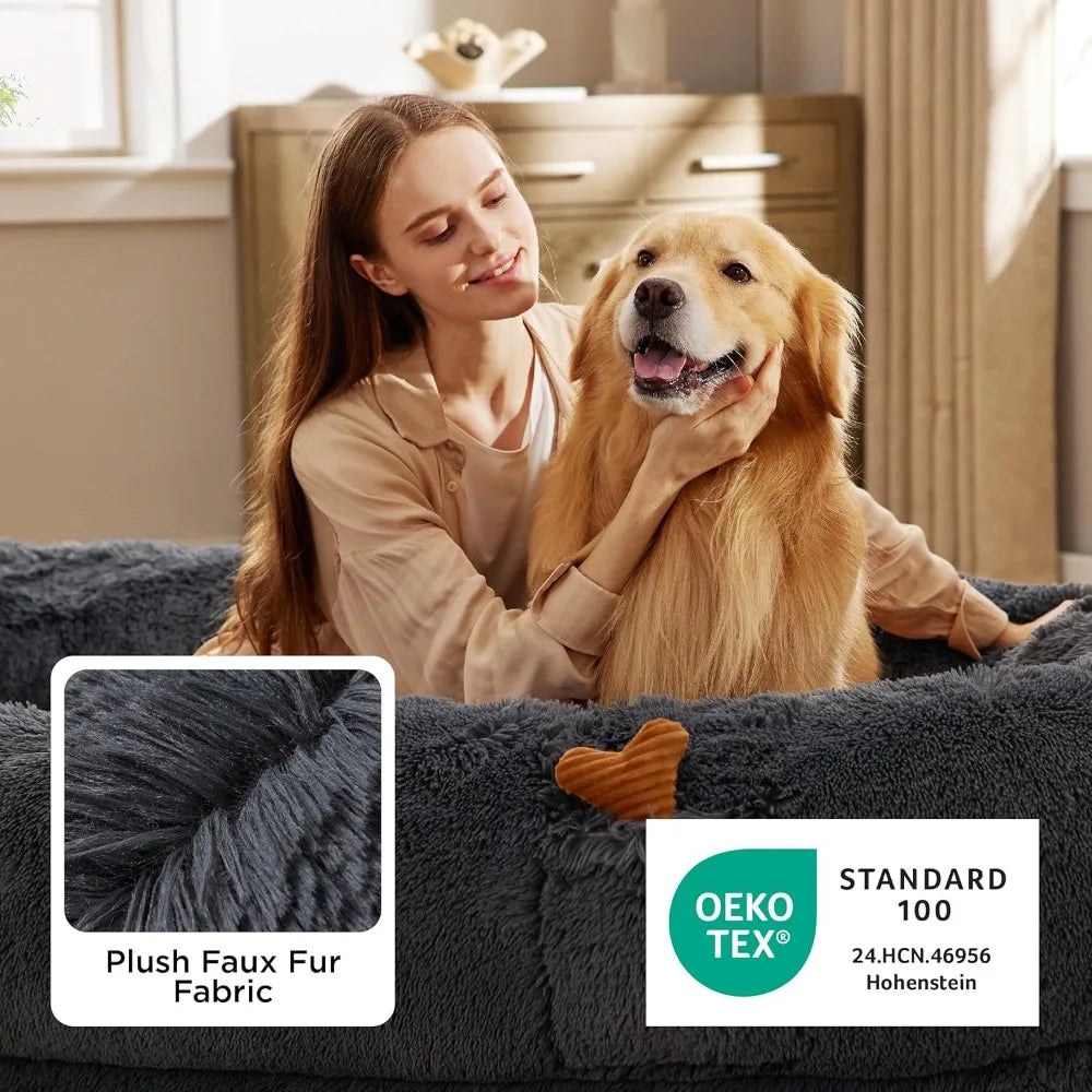 Human Dog Bed, 71.0 x 44.0 x 12.0 Calming Giant Human Dog Bed for Adults People Fits Pet Families with Storage Pocket, F