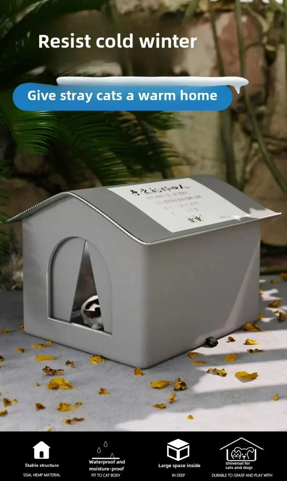 Cat Nest Waterproof Stray Cat House Outdoor Feral Large Capacity Pet Rainproof Moisture Large Winter Warm Love Stray Cat Nest