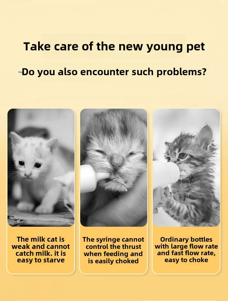 New pet milk bottle cat dog bionic anti-choking newborn puppy cat silicone bottle drinking milk see scale