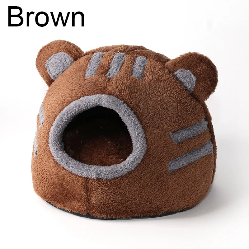 Winter Deep Sleep Comfort Cat Bed Cute Bear Head Shape Nest Pets Tent Cozy Cave for Cats House Soft And Self Warming Kitten Beds