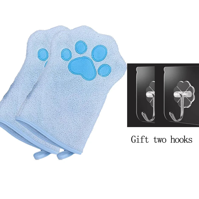Quick drying Dog Bath Gloves Pet Grooming Gloves Multicolor Soft Absorbent Paw Print for Dogs Cats, Bathing Drying Essentials