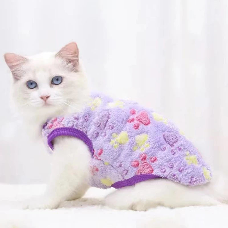 Cartoon Fleece Pet Cat Clothes Winter Warm Pet Dog Vest Puppy Cat Sweater Dog Clothes For Small Dogs Cats Coat Jacket Pet Outfit