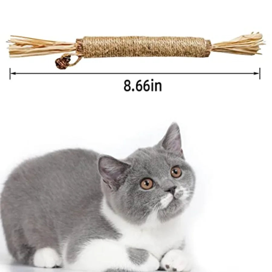4 Pack tural Silvervine Sticks for Cats Chew Toys for Kittens Teeth Cleaning Catnip Toy Teething Stick Interactive Kitten Toys