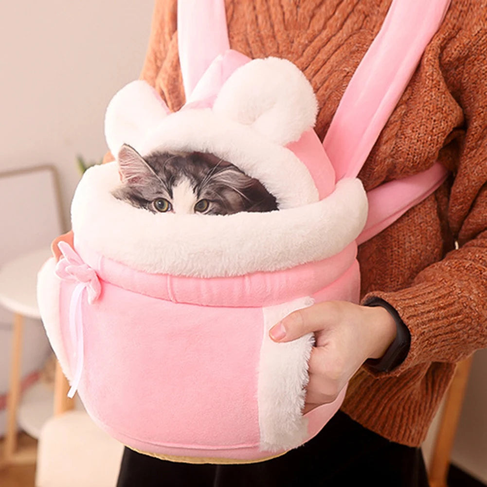 Pet Carrier Bag Cat Dogs Plush Backpack Outdoor Travel Walking Winter Warm Nest Kitten Puppy Hanging Chest Portable Carriers