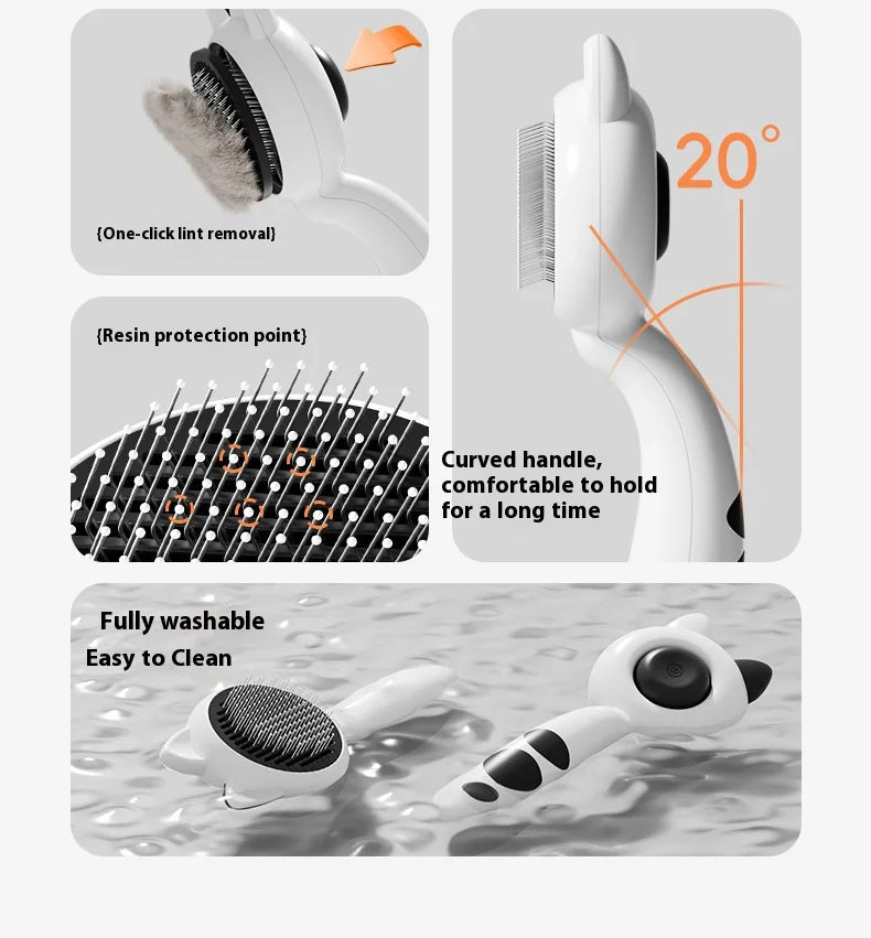 Self Cleaning Cat Brush Pet Grooming Tool Removes Loose Fur Magic Deshedding Comb for Cats Massage Slicker Brush Easy to Clean