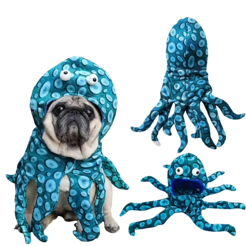 Octopus Costume for Small Dogs and Cats, Dog Hoodies Cold Weather Coat,Dog Pajamas for Christmas Halloween
