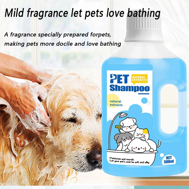 500ml Pet Shower Gel Gentle Cleaning Deodorizing Anti-itching Long-Lastin Fragrance Bath Shampoo for Puppy Cat Pet Care Supplies