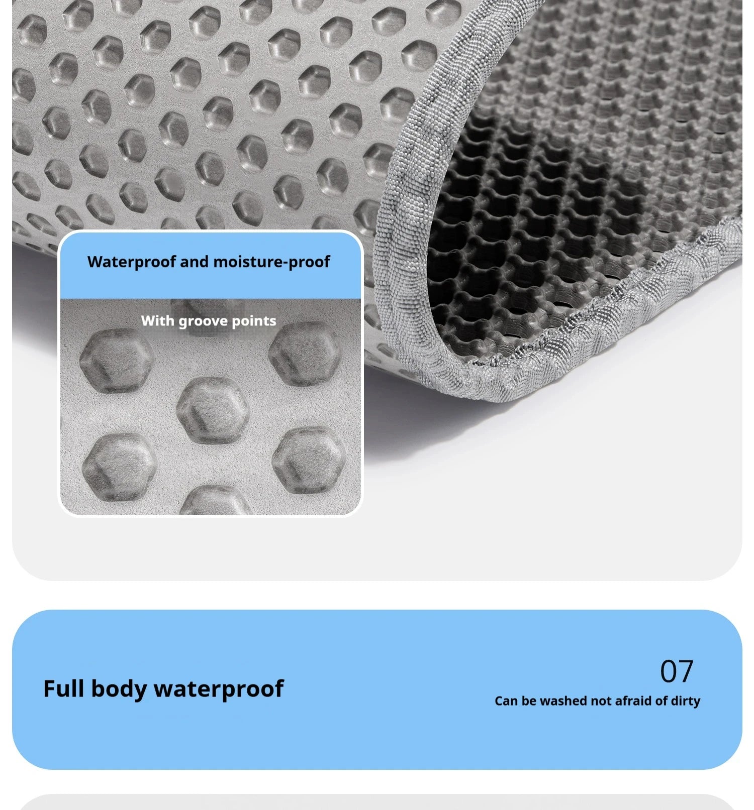 Large Cat Litter Mat Waterproof Double Layer Non-Slip Washable Pet Litter Box Mat Durable Sand Trapper Cat Scratcher