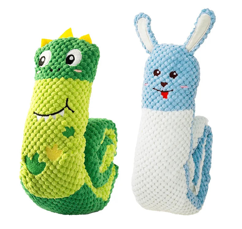 Pet Puzzle Can Sound Collapsible Snail-type Plush Toys, Hidden Food Grinding Teeth Resistant Dog Interactive Training Toys