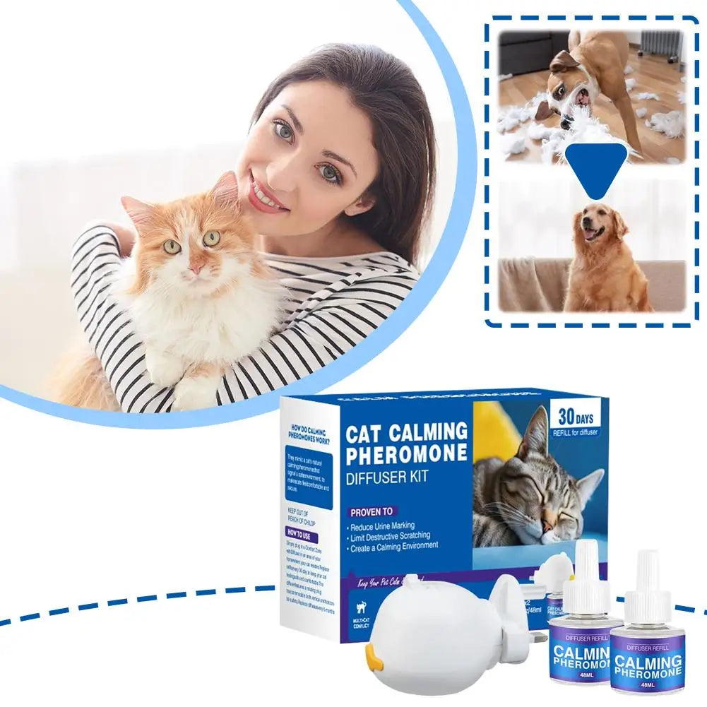 1/2pcs 48ML Pet Diffuser Stop Scratching Peeing Calming Pheromone Plug In Safe For  Anxious Cats Dogs Anti Stress Behavior Aid