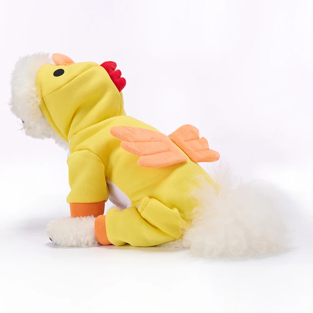 Dog Clothes Little Yellow Chicken Autumn/Winter Christmas Halloween Pet Costumes Holiday Party Bulldog Teddy Pet Apparel