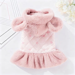 Heart Print Dog Down Jacket Winter Warm Dog Cotton Dress Luxury Puppy Coat Cute Soft Cat Jacket Coat Pet Dress Chihuahua Outfits