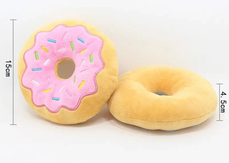 Dog Toys Donut Plush Soundmaking Cute Toy Pets Dog Squeaky Sound Funny Interactive Bite-Resistant Chew Biting Teeth Grinding