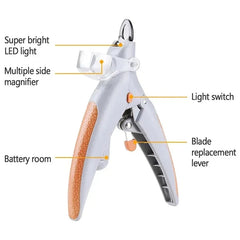 LED Light Pet Nail Clipper with Magnifier | Safe Nail Trimmer for Dogs & Cats | Precision Grooming Tool with Anti-Slip Handle