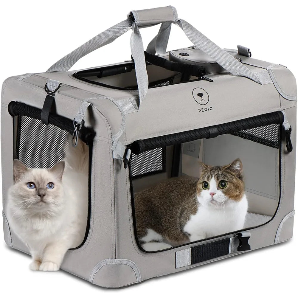 Extra Large Cat Carrier for 2 Cats, Portable Soft Sided Large Pet Carrier for Traveling, Indoor and Outdoor Uses, 24×16×16