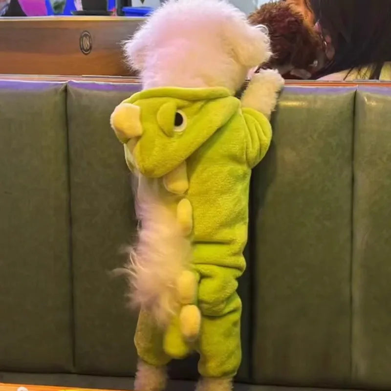 New Small Dinosaur Transforming Dog Clothes Autumn Winter Flannel Warm Teddy Cat Pet Clothes Dog Jumpsuits Rompers