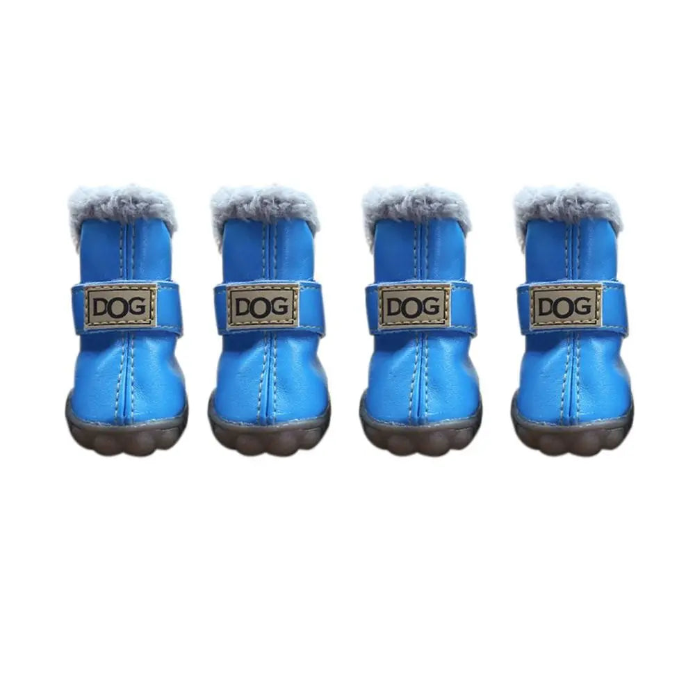 Soft Pet Snow Boots Puppy Rain Snow Boots Warm Non Slip Winter Pet Dog Shoes Waterproof Plush/PU for 4Pcs/Set Winter