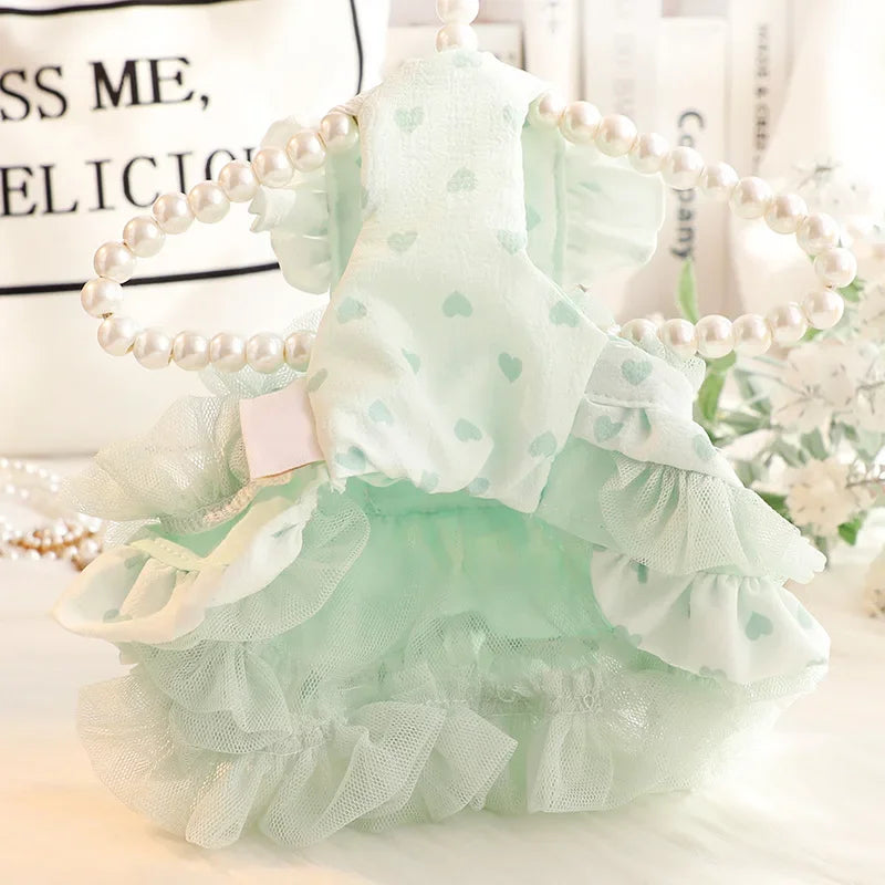 Dog clothes spring and summer thin cat princess skirt tutu skirt suspender lolita small dog teddy pet