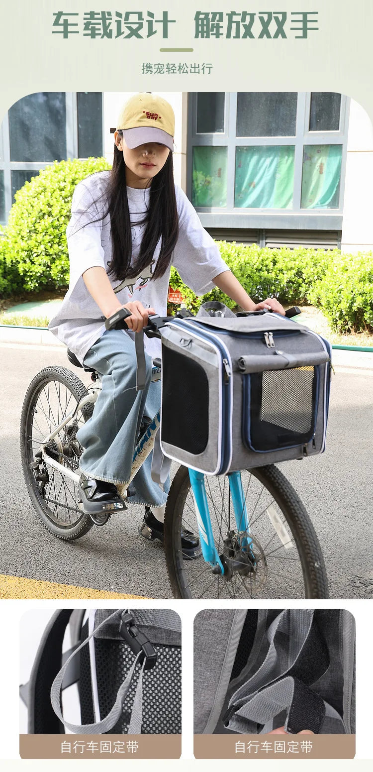 Mo Chong Car-mounted Pet Bag, a Portable Handheld and Backpack for Outdoor Use. Nordic-style Bicycle-mounted Cat Bag and Dog Bag