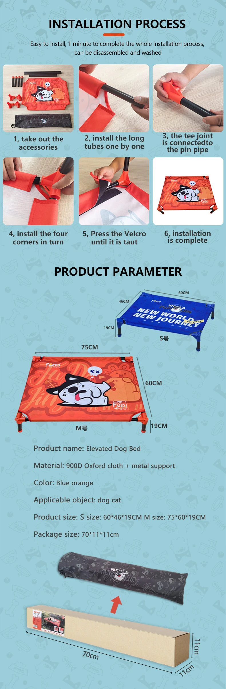 Elevated Dog Bed with Breathable Mesh | Portable Raised Pet Bed for Small, Medium & Large Dogs | Outdoor Cooling Dog Bed for Camping & Beach