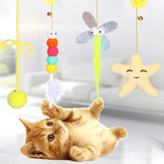 Cat Toy Swing Sticky Disc Elastic Hanging Door Teasing Cat Rope Long Rope Teasing Cats Toy Cat Accessories Pet Kitten Toy