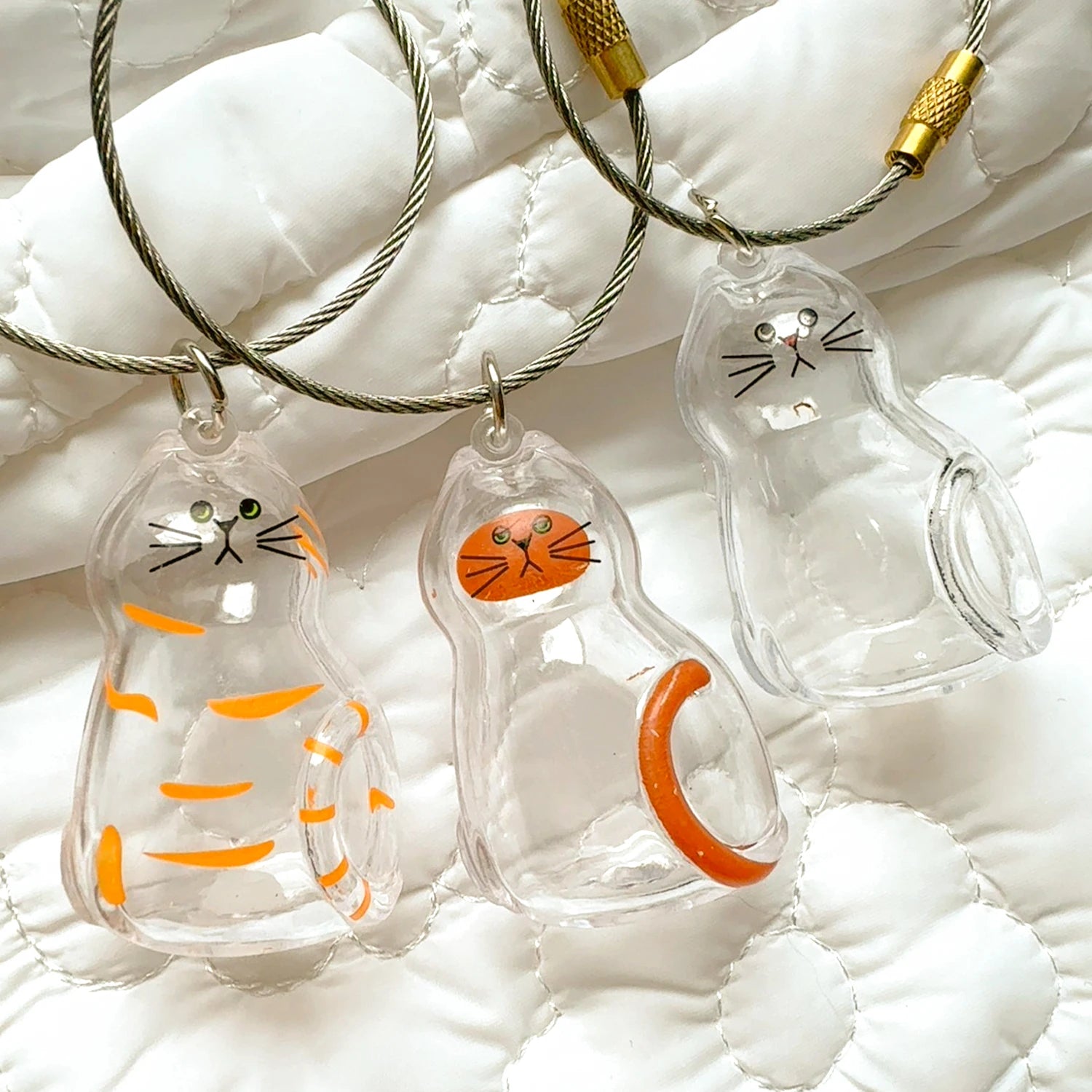 Transparent Cat Hair Storage Keychain Pendant Pet Fur Keepsake Memorial Souvenir for Backpack Bag Car Key Ginger Cat Lover Gift