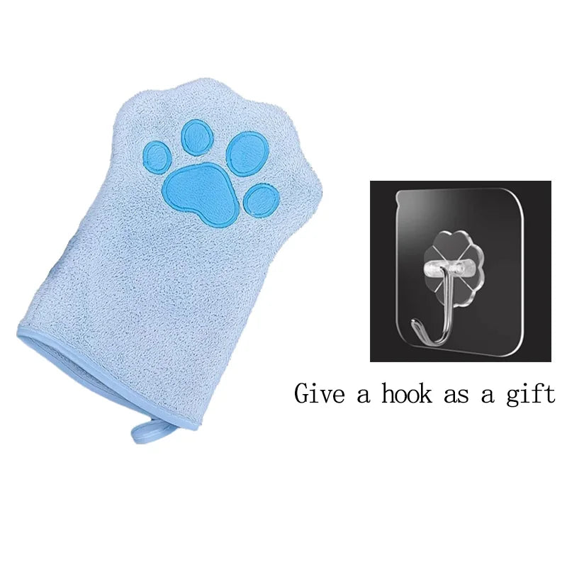 Quick drying Dog Bath Gloves Pet Grooming Gloves Multicolor Soft Absorbent Paw Print for Dogs Cats, Bathing Drying Essentials