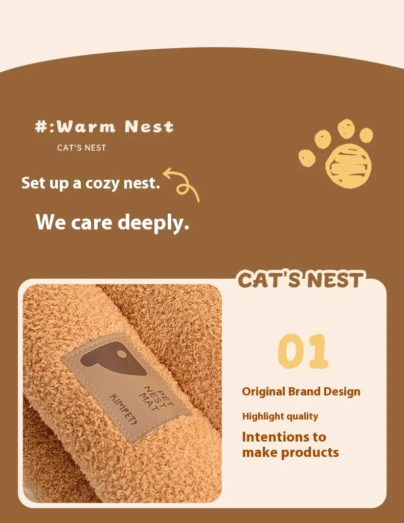 Enclosed Cat Cave Bed with Tunnel Entrance - Self Warming Plush Sleeping Bag for Winter, Security Hideaway for Pets
