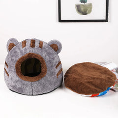 Winter Deep Sleep Comfort Cat Bed Cute Bear Head Shape Nest Pets Tent Cozy Cave for Cats House Soft And Self Warming Kitten Beds