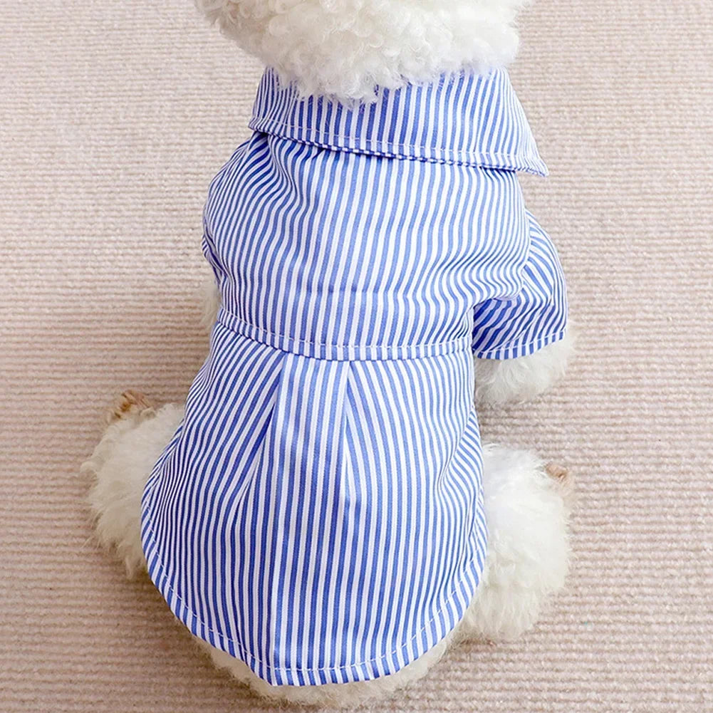 Fashion Pet Dog Clothes Bowknot Striped Shirts for Cat Dogs Cosplay Clothing Thin Summer Pet Costume Chihuahua Pet Supplies