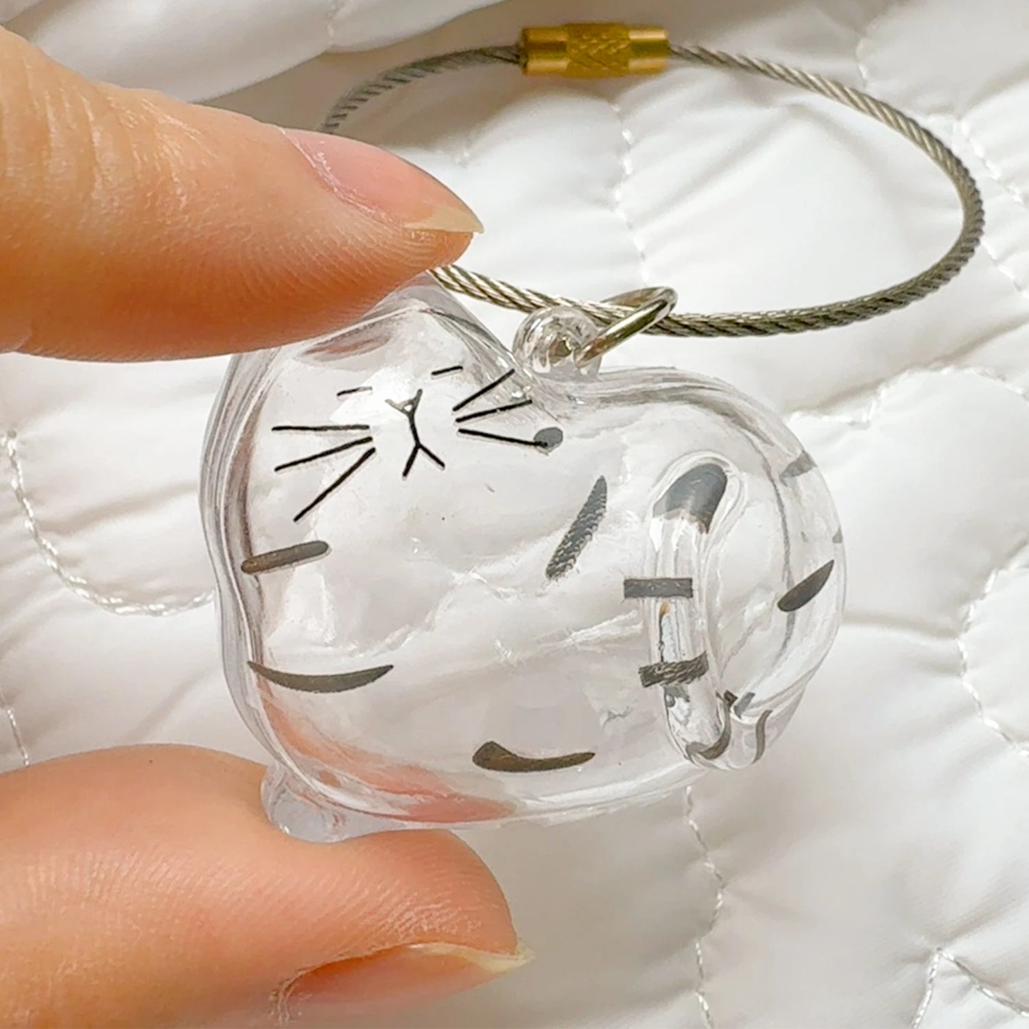 Transparent Cat Hair Storage Keychain Pendant Pet Fur Keepsake Memorial Souvenir for Backpack Bag Car Key Ginger Cat Lover Gift