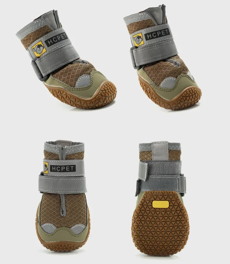 4pcs/set Pet Dog Shoes Reflective Waterproof Dog Boots Warm Snow Rain Pets Booties Anti-slip Socks Footwear For Medium Large Dog