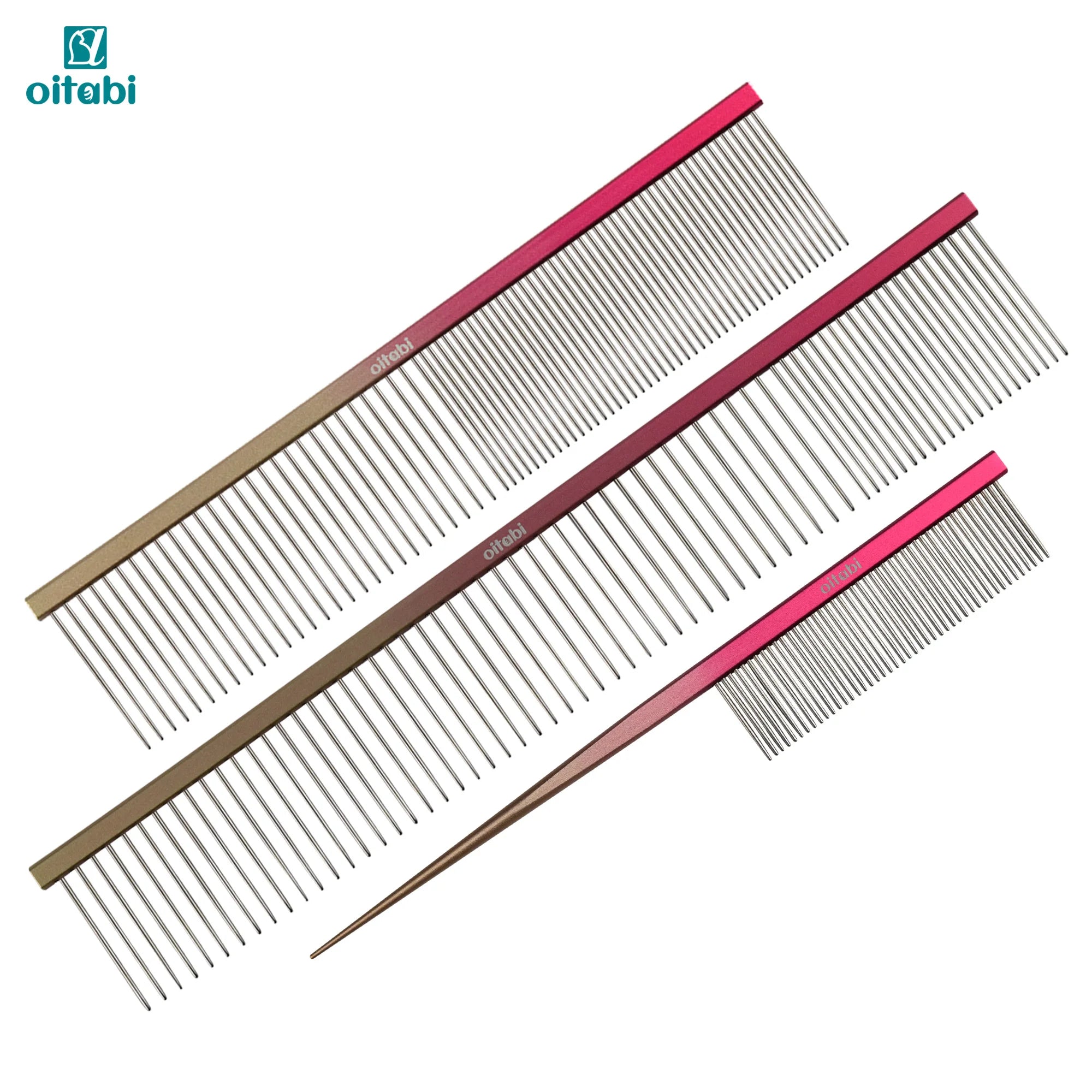 OITABI Professional Pet Grooming Comb, Gradient Pet Deluxe Pointed Tail Comb for Cat & Dog Styling Finishing and Fluffing Comb