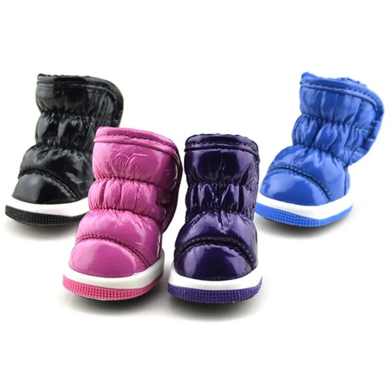 4pcs/set Pet Dog Winter Rain Shoes Waterproof Dogs Snow Boots Puppy Dog Slip Shoes For Small Medium Dog Yorkie Shoes Footwear