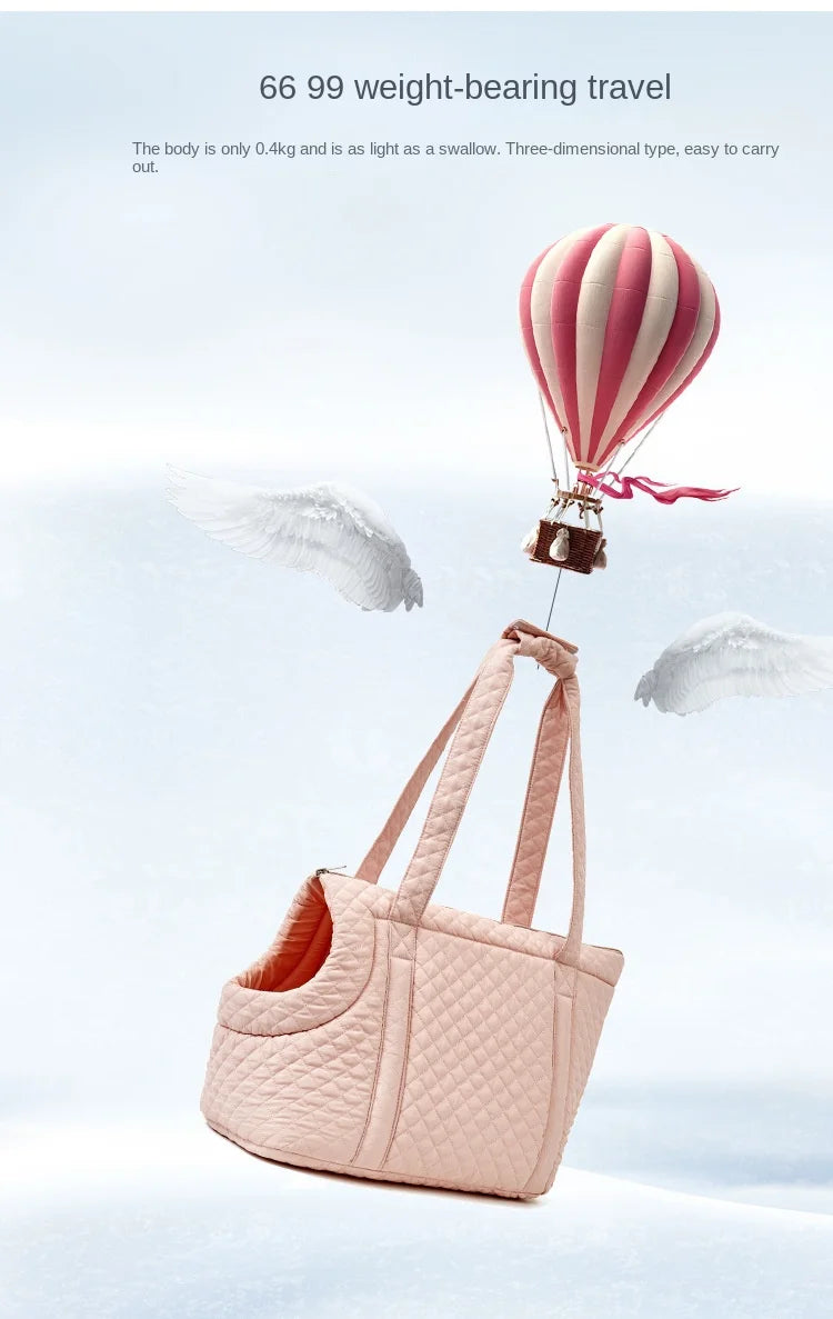 Pet Handbag Autumn and Winter Ultra-Light Quilted Cotton Pet Carrying Bag Single Shoulder Cat Outing Bag