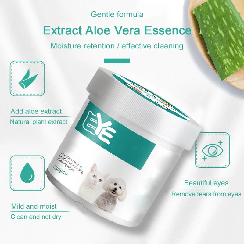 New Pet Eye Wipes Cats And Dogs Tearmark Wet Wipes Cats And Dogs Universal No Irritation Cleaning Products 130 Canned Wipes