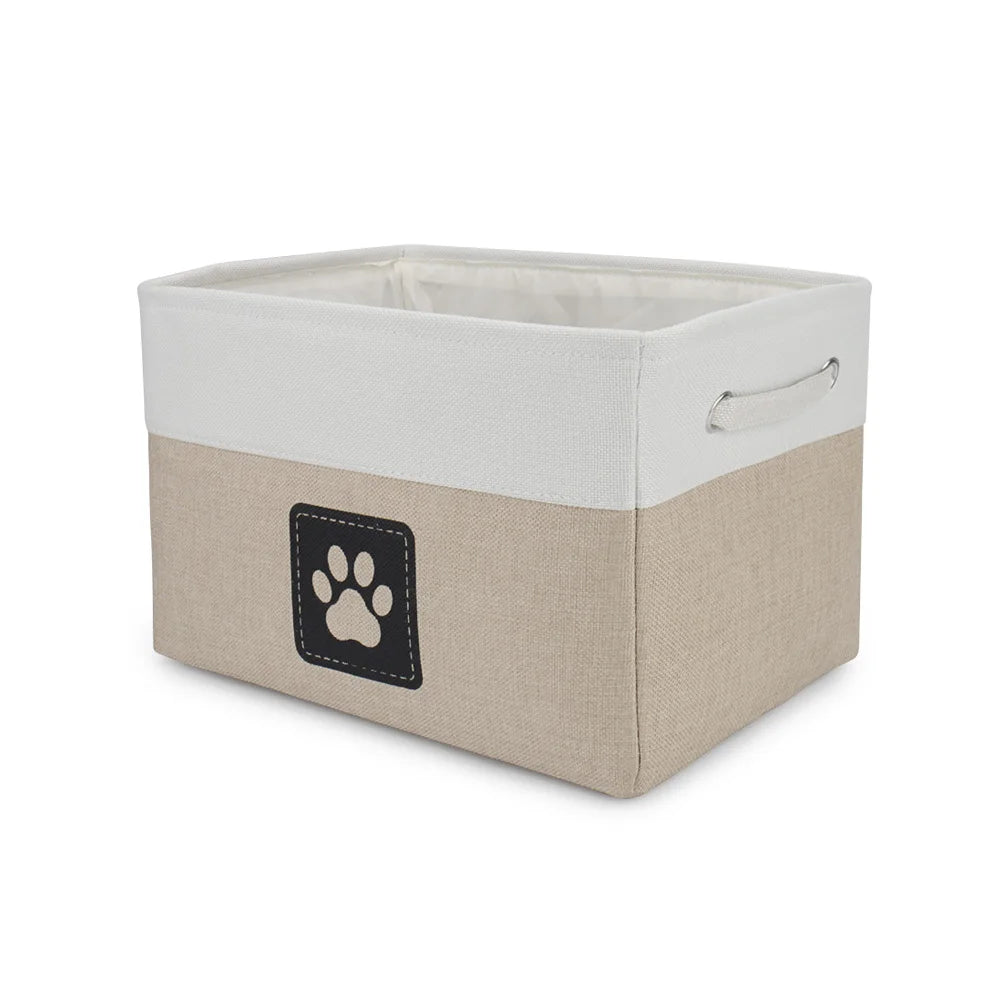 Pet Toy Storage Basket Foldable Paw Dog Cat Clothes Box Accessories Organize Bin