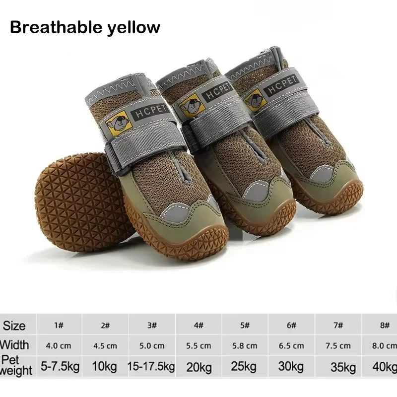 4pcs/set Pet Dog Shoes Reflective Waterproof Dog Boots Warm Snow Rain Pets Booties Anti-slip Socks Footwear For Medium Large Dog