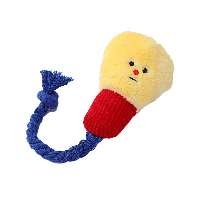 Cute Light Bulb Plush Dog Toy - Squeaky Pet Chew Toy Durable Soft Plush Toy for Cats Dogs Puppies Pet Supplies